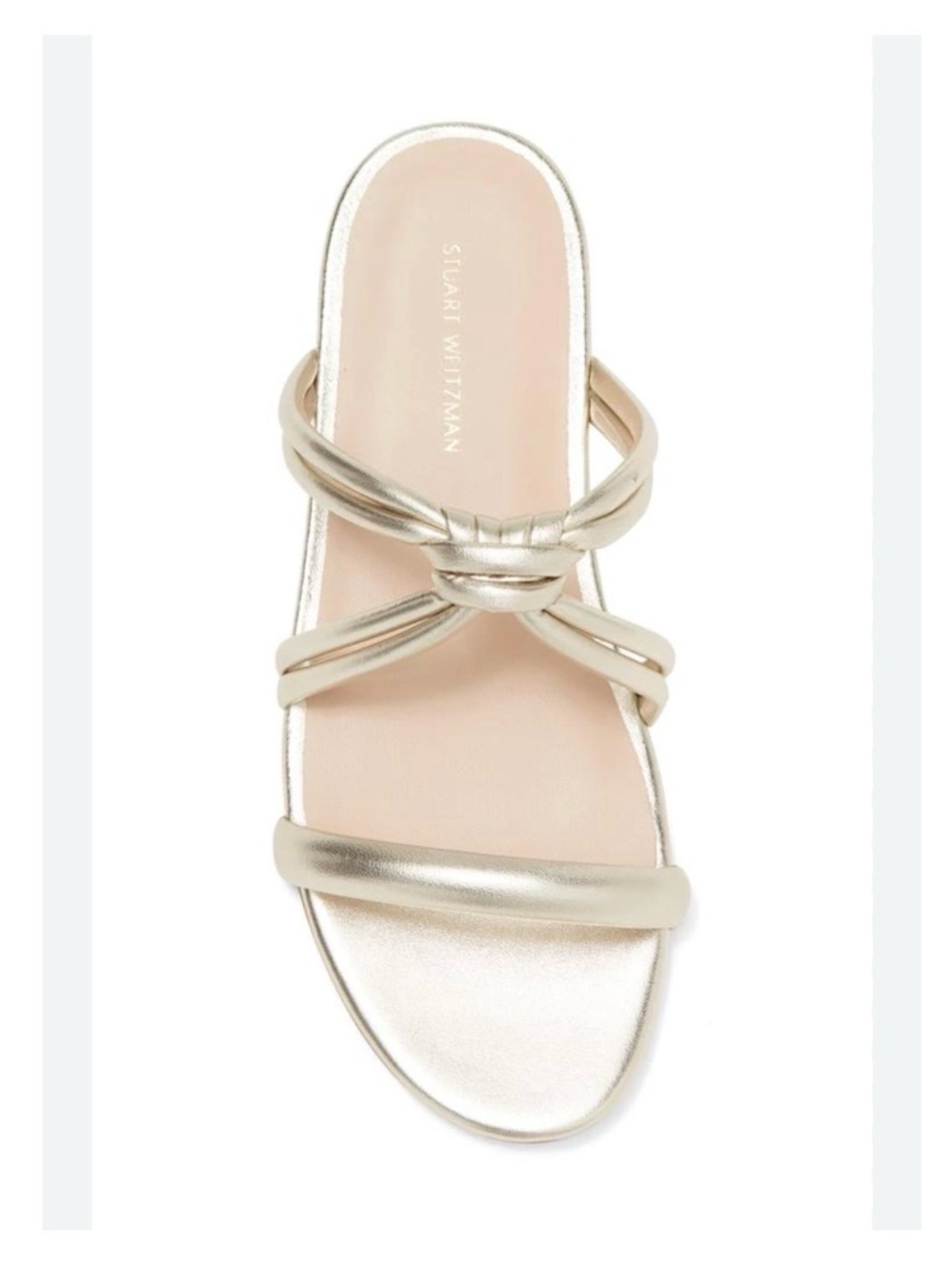 Stuart Weitzman Metallic Gold Knotted Slide Sandal